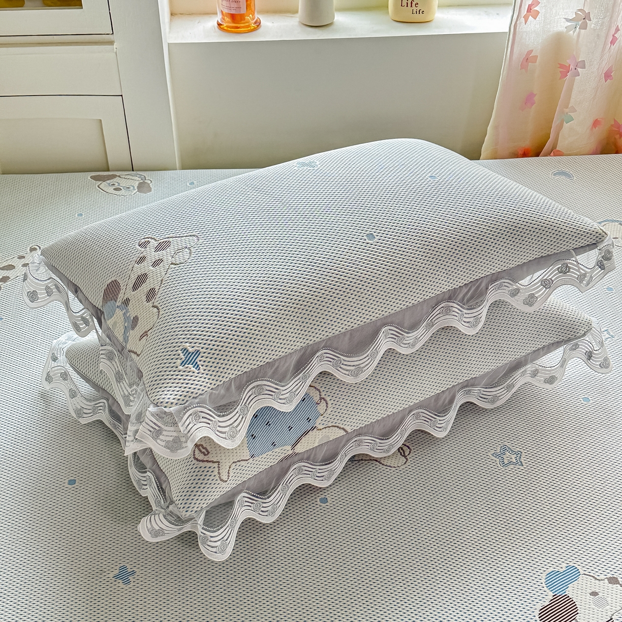 91家纺网 家纺一手货源 找家纺 手艺人家纺 2026可定制炕盖榻榻米床盖大炕床单通用豆豆冰丝凉席榻榻米东北土炕（含买家秀） 清爽福狗蓝