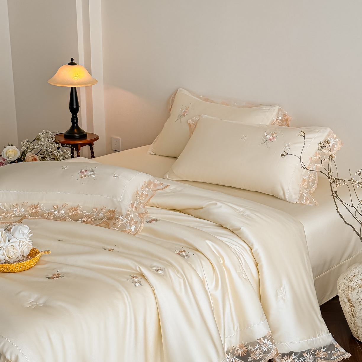 爱家（原缔乐家纺） 2026新款天丝夏被四件套-轻梦 轻梦-奶昔白