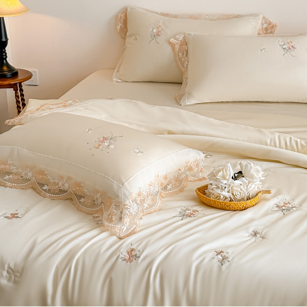 91家纺网 家纺一手货源 找家纺 爱家（原缔乐家纺） 2026新款天丝夏被四件套-轻梦 轻梦-奶昔白