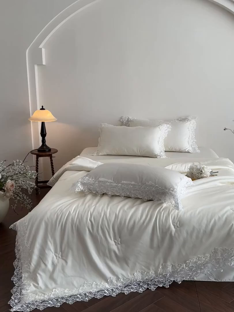 91家纺网 家纺一手货源 找家纺 爱家（原缔乐家纺） 2026新款天丝夏被四件套-轻梦 轻梦-奶昔白