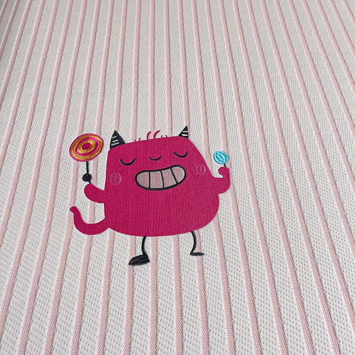 91家纺网 家纺一手货源 找家纺 炫拼家纺 2026新款A类凉豆豆提花条纹卡通刺绣床笠席 条纹-小怪兽糖糖