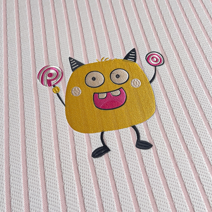 91家纺网 家纺一手货源 找家纺 炫拼家纺 2026新款A类凉豆豆提花条纹卡通刺绣床笠席 条纹-小怪兽糖糖