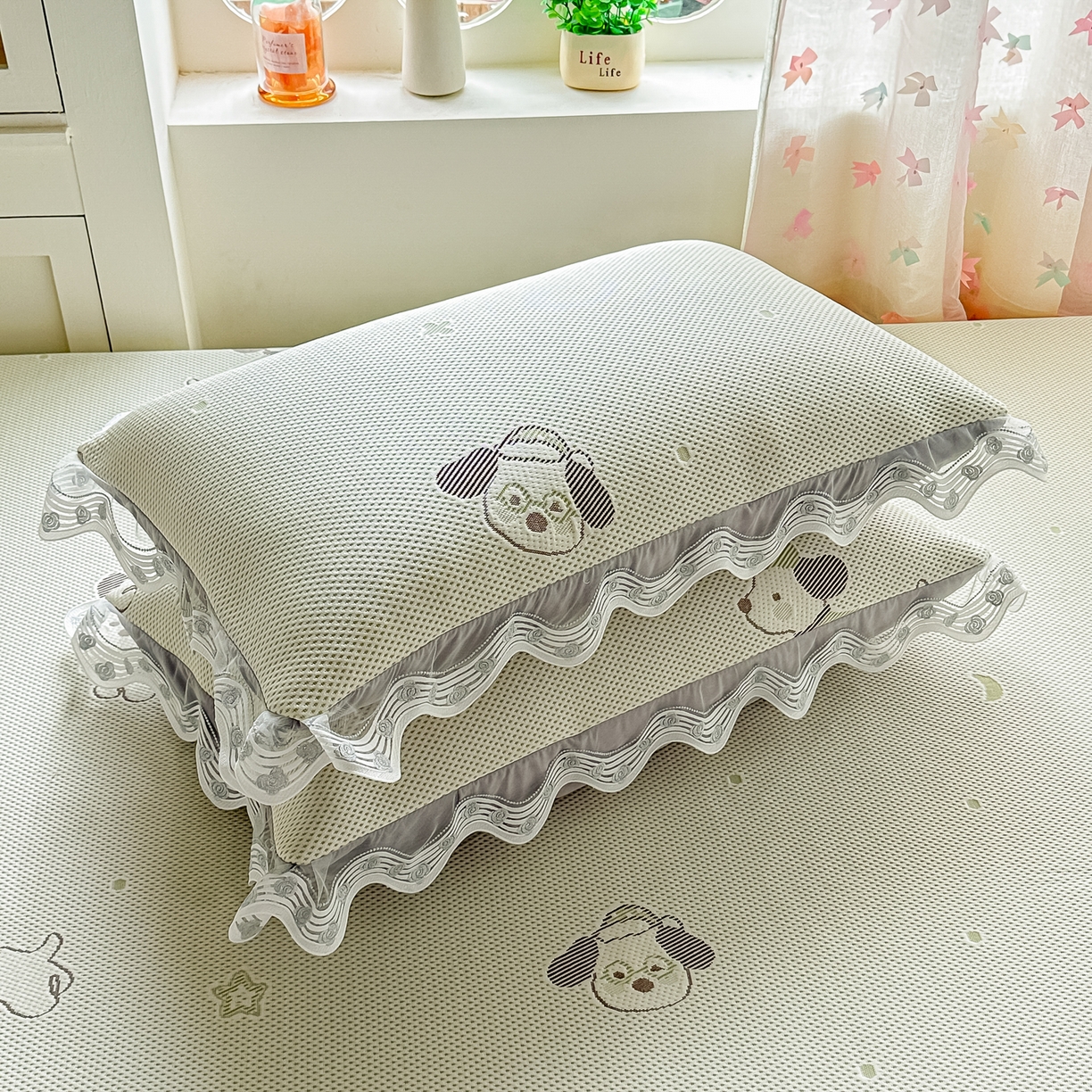 91家纺网 家纺一手货源 找家纺 手艺人家纺 2026可定制炕盖榻榻米床盖大炕床单通用豆豆冰丝凉席榻榻米东北土炕（含买家秀） 清爽福狗绿