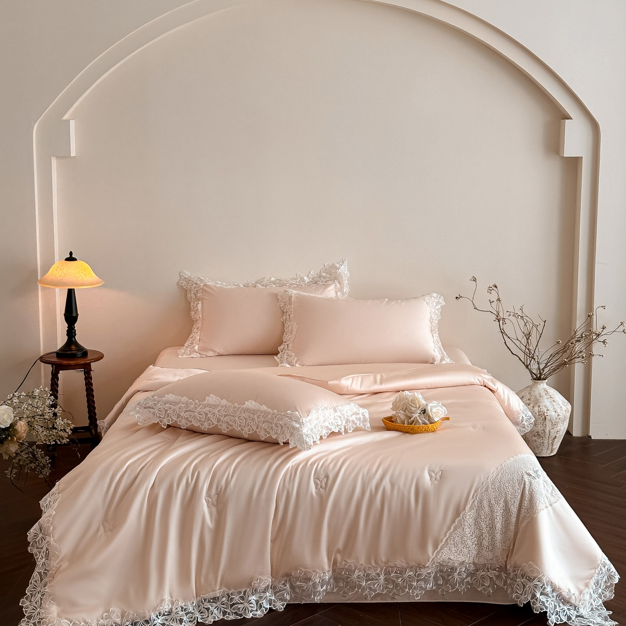 91家纺网 家纺一手货源 找家纺 爱家（原缔乐家纺） 2026新款天丝夏被四件套-轻梦 婉栀-公主粉