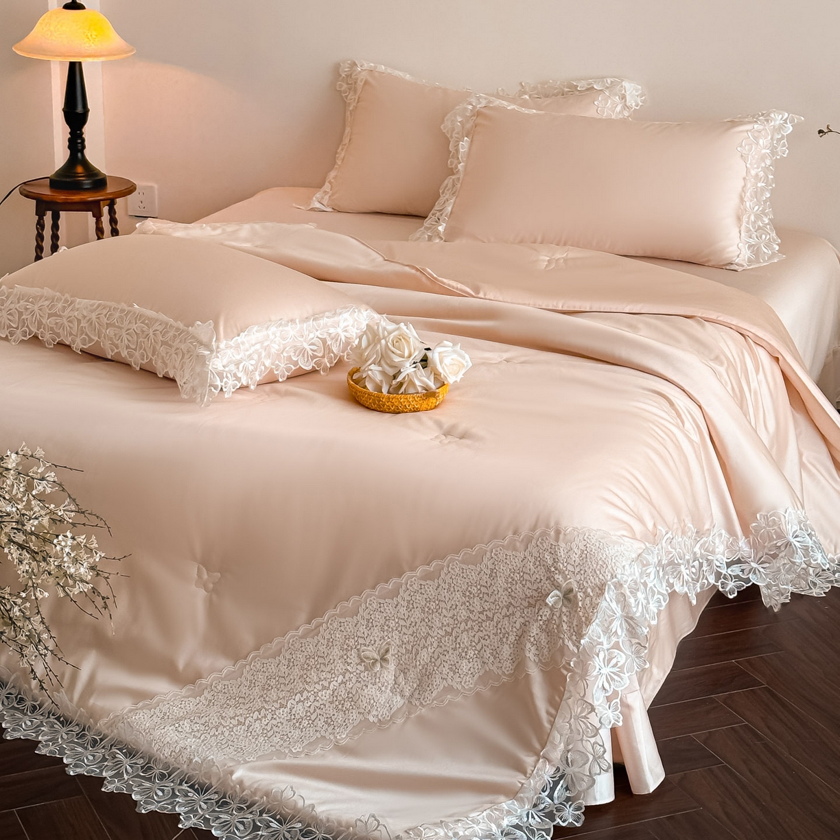 91家纺网 家纺一手货源 找家纺 爱家（原缔乐家纺） 2026新款天丝夏被四件套-轻梦 婉栀-公主粉