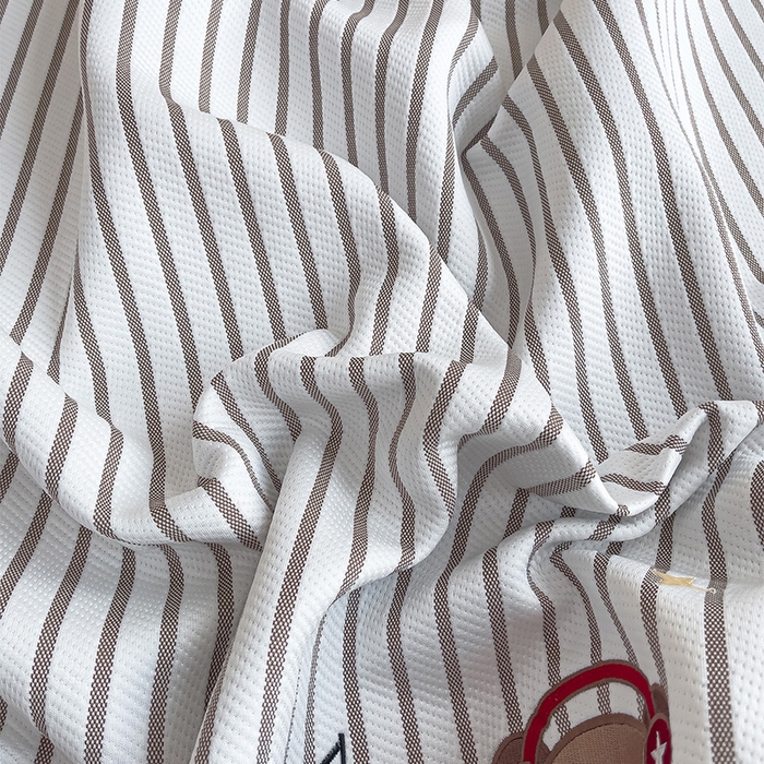 91家纺网 家纺一手货源 找家纺 炫拼家纺 2026新款A类凉豆豆提花条纹卡通刺绣床笠席 条纹-元气卡皮