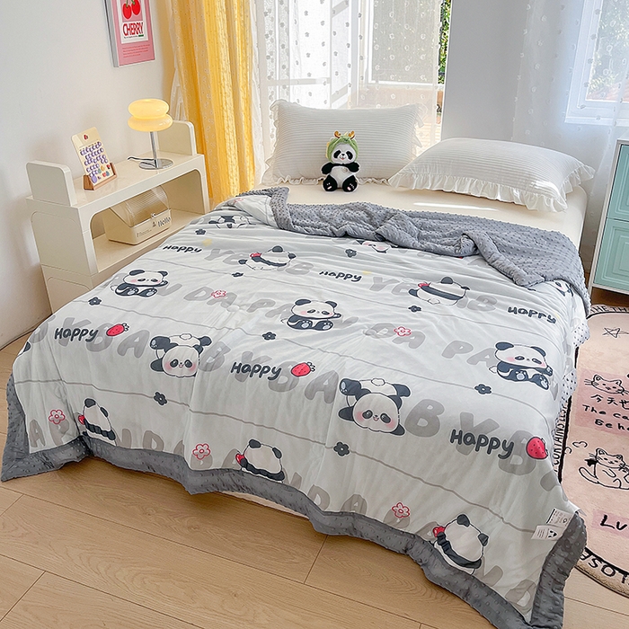 91家纺网 家纺一手货源 找家纺 花满路 2026新款氨凉感丝夏被 小熊猫