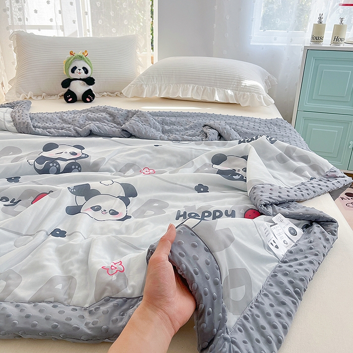 91家纺网 家纺一手货源 找家纺 花满路 2026新款氨凉感丝夏被 小熊猫