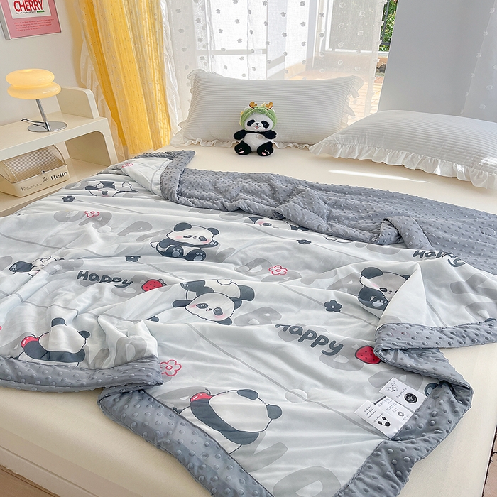 91家纺网 家纺一手货源 找家纺 花满路 2026新款氨凉感丝夏被 小熊猫