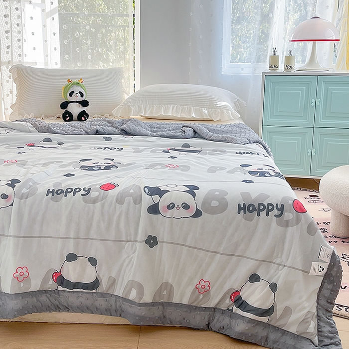 91家纺网 家纺一手货源 找家纺 花满路 2026新款氨凉感丝夏被 小熊猫