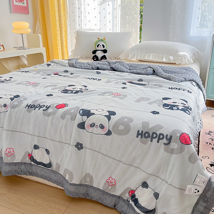 91家纺网 家纺一手货源 找家纺 花满路 2026新款氨凉感丝夏被 小熊猫