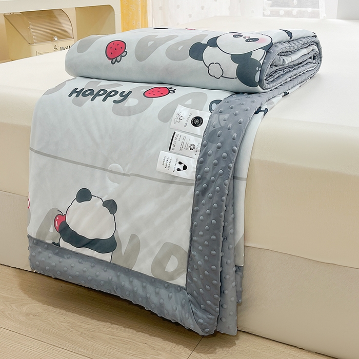 91家纺网 家纺一手货源 找家纺 花满路 2026新款氨凉感丝夏被 小熊猫