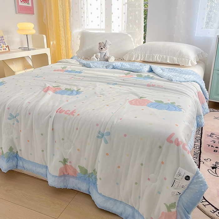 91家纺网 家纺一手货源 找家纺 花满路 2026新款氨凉感丝夏被 幸运瓜