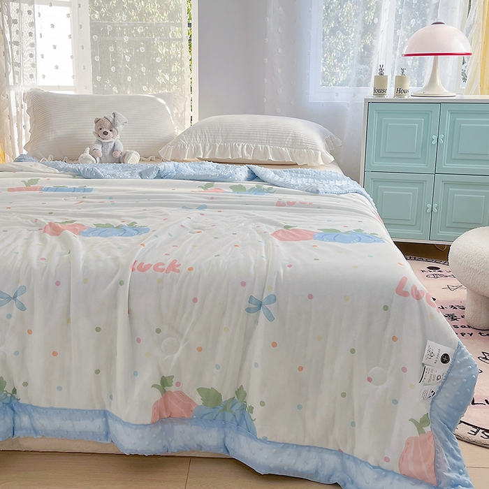 91家纺网 家纺一手货源 找家纺 花满路 2026新款氨凉感丝夏被 幸运瓜