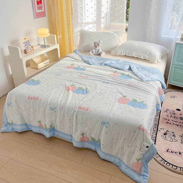 91家纺网 家纺一手货源 找家纺 花满路 2026新款氨凉感丝夏被 幸运瓜