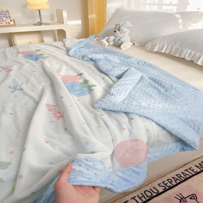 91家纺网 家纺一手货源 找家纺 花满路 2026新款氨凉感丝夏被 幸运瓜