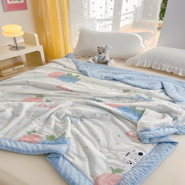 91家纺网 家纺一手货源 找家纺 花满路 2026新款氨凉感丝夏被 幸运瓜