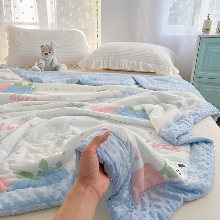 91家纺网 家纺一手货源 找家纺 花满路 2026新款氨凉感丝夏被 幸运瓜