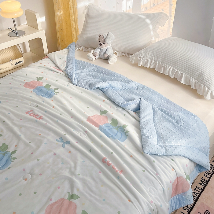 91家纺网 家纺一手货源 找家纺 花满路 2026新款氨凉感丝夏被 幸运瓜