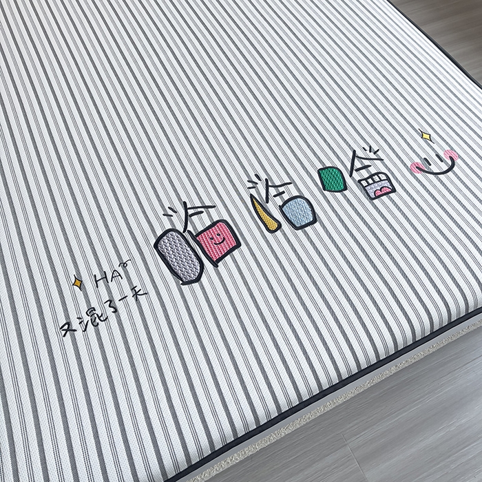 91家纺网 家纺一手货源 找家纺 炫拼家纺 2026新款A类凉豆豆提花条纹卡通刺绣床笠席 条纹-又混了一天