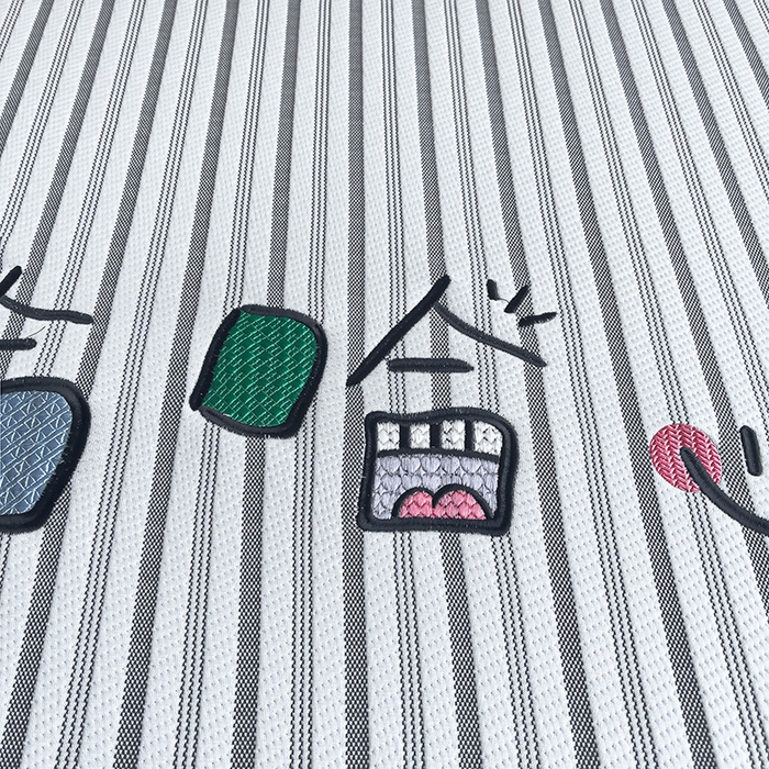 91家纺网 家纺一手货源 找家纺 炫拼家纺 2026新款A类凉豆豆提花条纹卡通刺绣床笠席 条纹-又混了一天