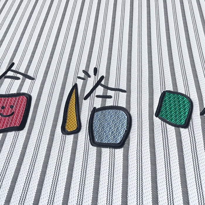 91家纺网 家纺一手货源 找家纺 炫拼家纺 2026新款A类凉豆豆提花条纹卡通刺绣床笠席 条纹-又混了一天