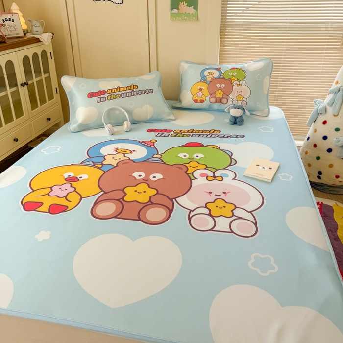 91家纺网 家纺一手货源 找家纺 潮邦创意家居 2026新款A类小冰皮软席油光冰丝席-巴波布布系列【含A类检测报告】 啵啵团