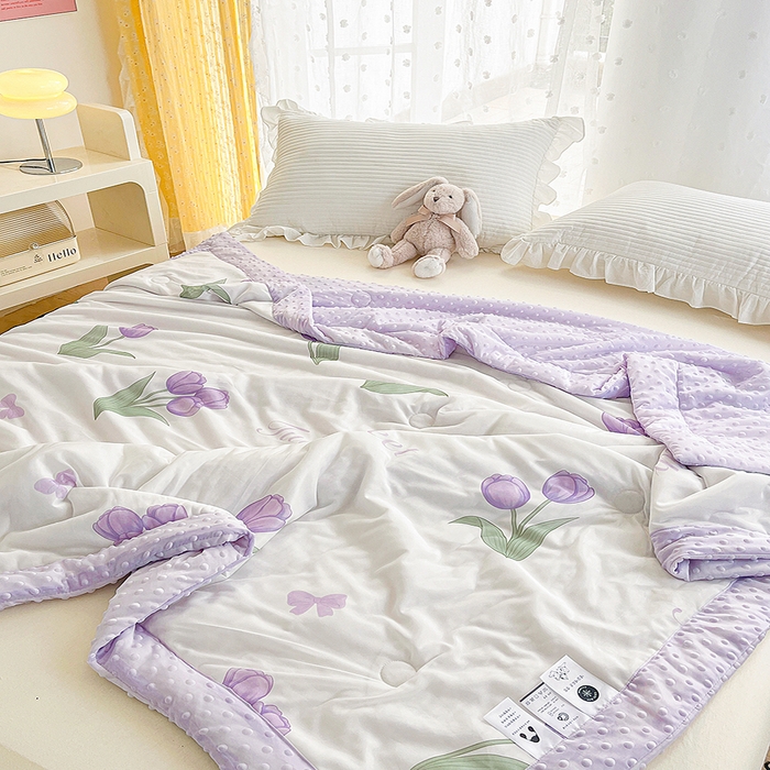 91家纺网 家纺一手货源 找家纺 花满路 2026新款氨凉感丝夏被 郁金香