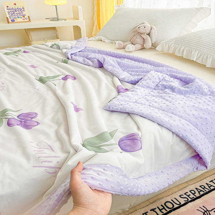 91家纺网 家纺一手货源 找家纺 花满路 2026新款氨凉感丝夏被 郁金香