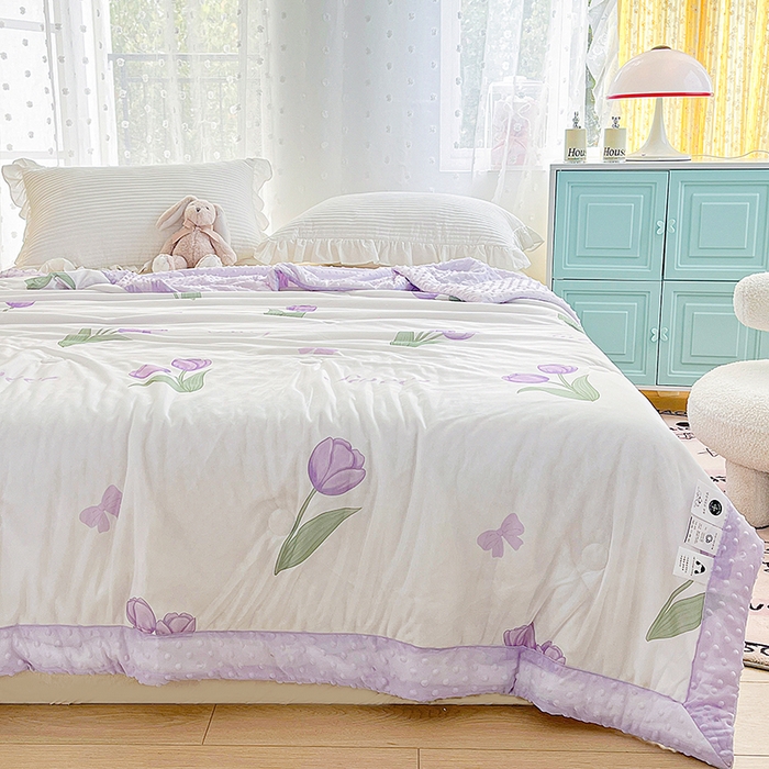 91家纺网 家纺一手货源 找家纺 花满路 2026新款氨凉感丝夏被 郁金香