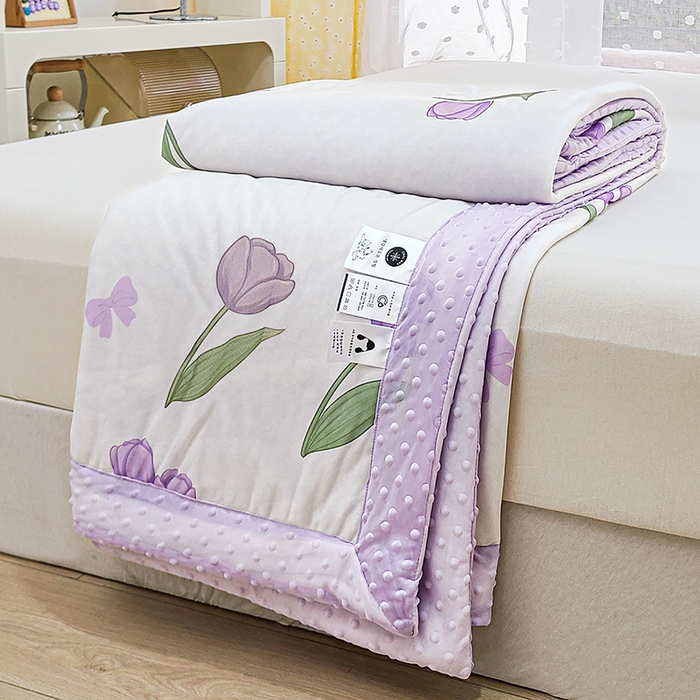 91家纺网 家纺一手货源 找家纺 花满路 2026新款氨凉感丝夏被 郁金香