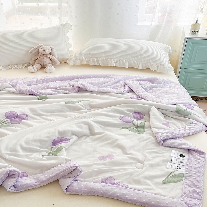 91家纺网 家纺一手货源 找家纺 花满路 2026新款氨凉感丝夏被 郁金香