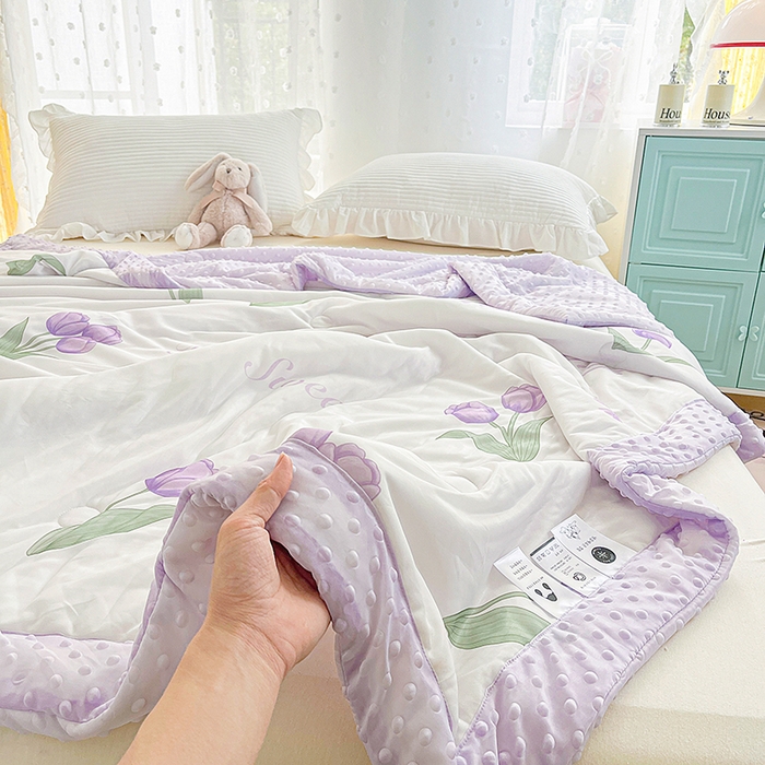 91家纺网 家纺一手货源 找家纺 花满路 2026新款氨凉感丝夏被 郁金香