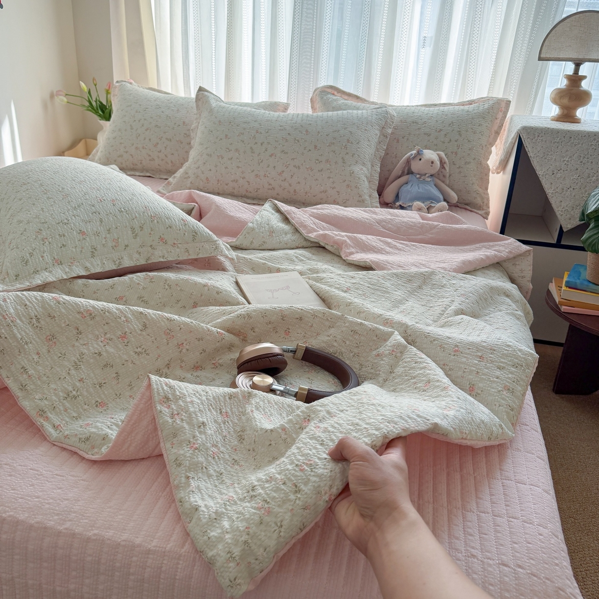 梵希雅 2026新款云感泡芙棉泡芙纱床盖夏被四件套 秀妍