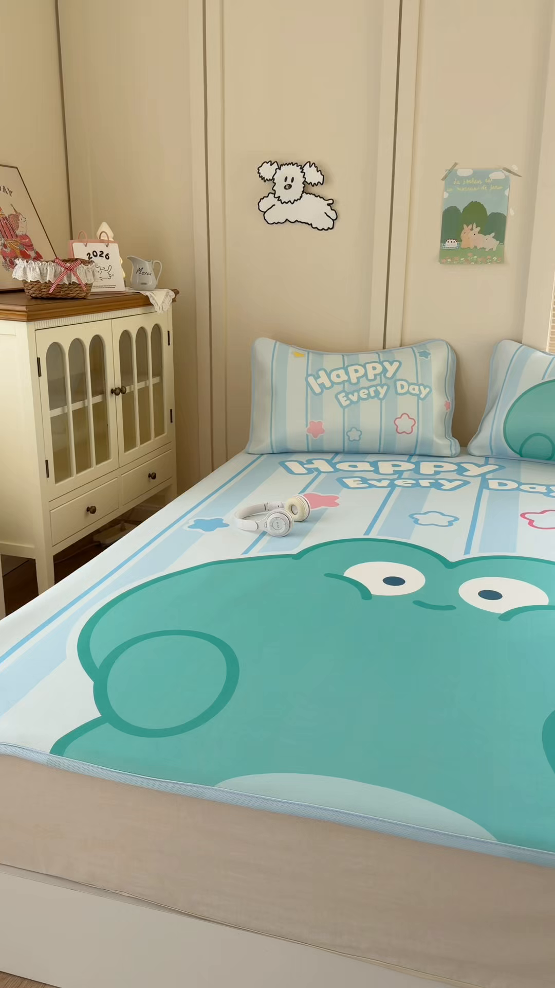 91家纺网 家纺一手货源 找家纺 潮邦创意家居 2026新款A类小冰皮软席油光冰丝席-巴波布布系列【含A类检测报告】 布布安安