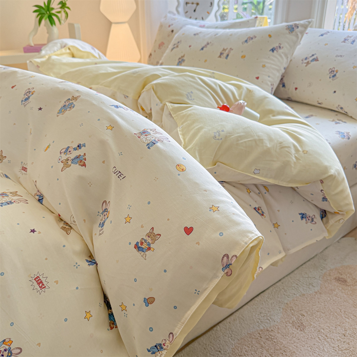 91家纺网 家纺一手货源 找家纺 （总）优眠坊 2026新款全棉印花小清新单品系列-四件套    学生三件套（预留缩水）