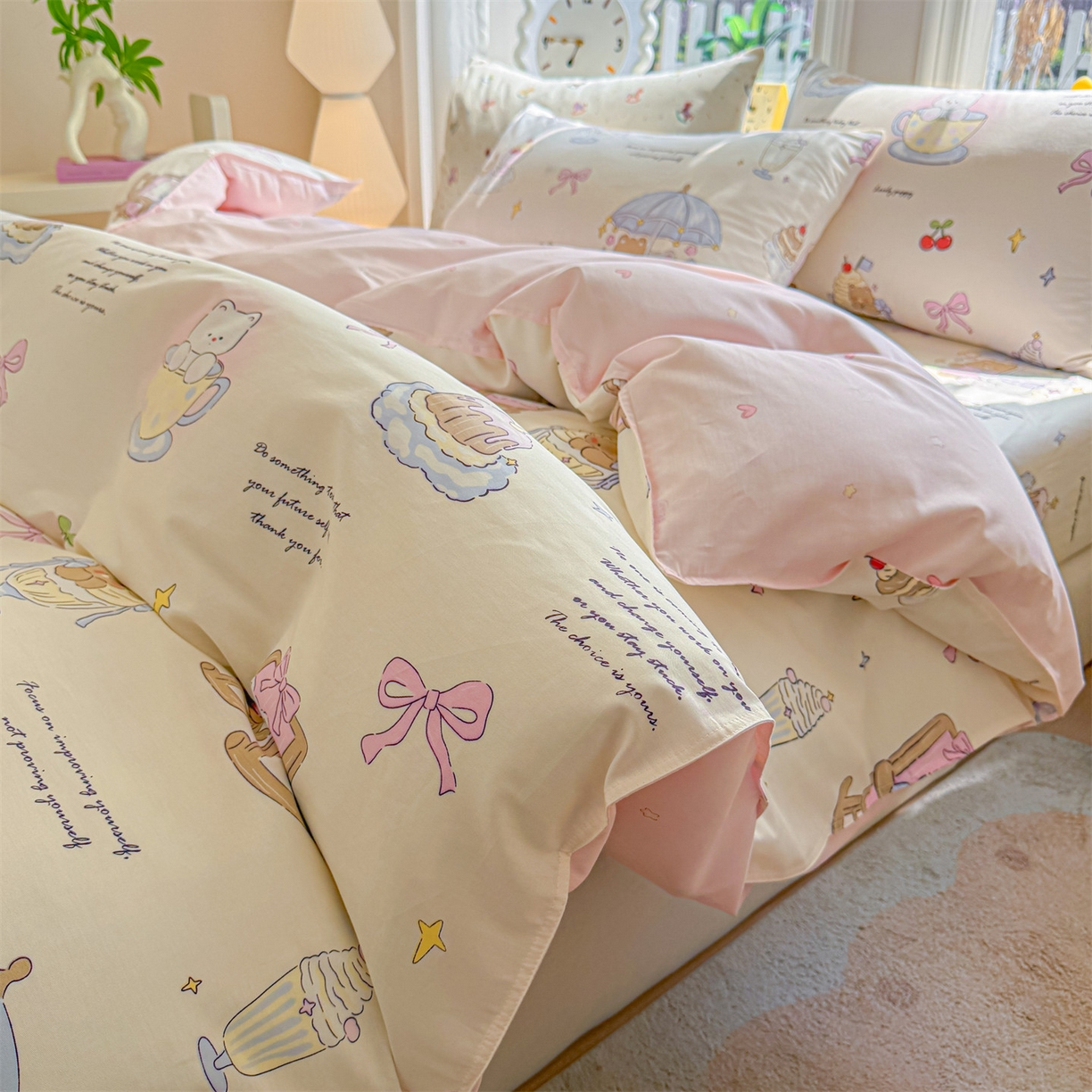 91家纺网 家纺一手货源 找家纺 （总）优眠坊 2026新款全棉印花小清新单品系列-四件套    学生三件套（预留缩水）