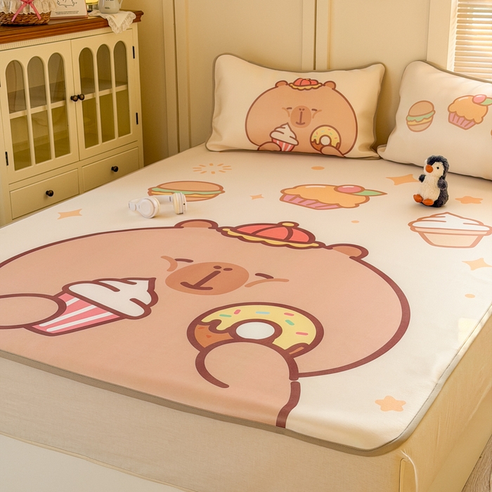 91家纺网 家纺一手货源 找家纺 潮邦创意家居 2026新款A类小冰皮软席油光冰丝席-巴波布布系列【含A类检测报告】 布布芽芽