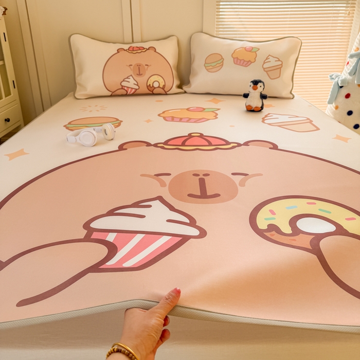 91家纺网 家纺一手货源 找家纺 潮邦创意家居 2026新款A类小冰皮软席油光冰丝席-巴波布布系列【含A类检测报告】 布布芽芽