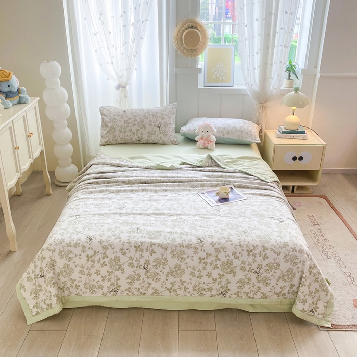 91家纺网 家纺一手货源 找家纺 欧雅搁家纺 2026新款水洗棉夏被夏凉被空调被 春日序章