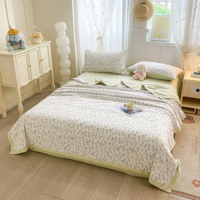 91家纺网 家纺一手货源 找家纺 欧雅搁家纺 2026新款水洗棉夏被夏凉被空调被 浅雾花涧