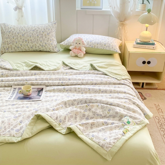 91家纺网 家纺一手货源 找家纺 欧雅搁家纺 2026新款水洗棉夏被夏凉被空调被 浅雾花涧