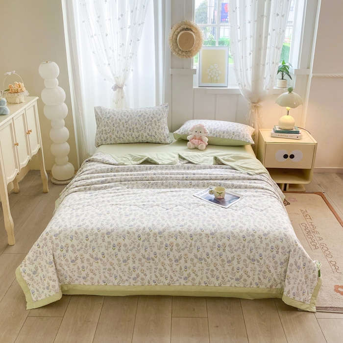 91家纺网 家纺一手货源 找家纺 欧雅搁家纺 2026新款水洗棉夏被夏凉被空调被 浅雾花涧