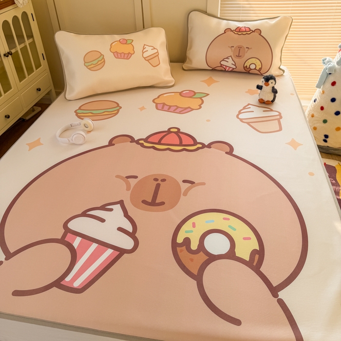 91家纺网 家纺一手货源 找家纺 潮邦创意家居 2026新款A类小冰皮软席油光冰丝席-巴波布布系列【含A类检测报告】 布布芽芽