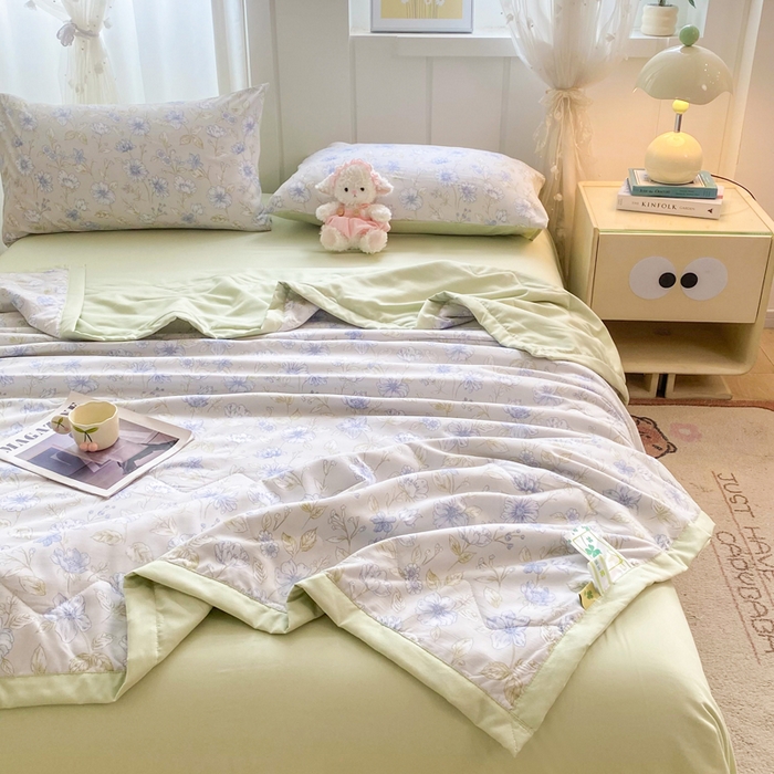 91家纺网 家纺一手货源 找家纺 欧雅搁家纺 2026新款水洗棉夏被夏凉被空调被 铃兰信风