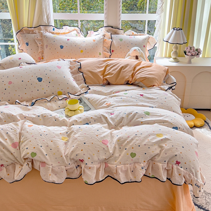 91家纺网 家纺一手货源 找家纺 （总）找底底家纺 2026新款A类泡泡棉双层纱四件套花边夏被四件套