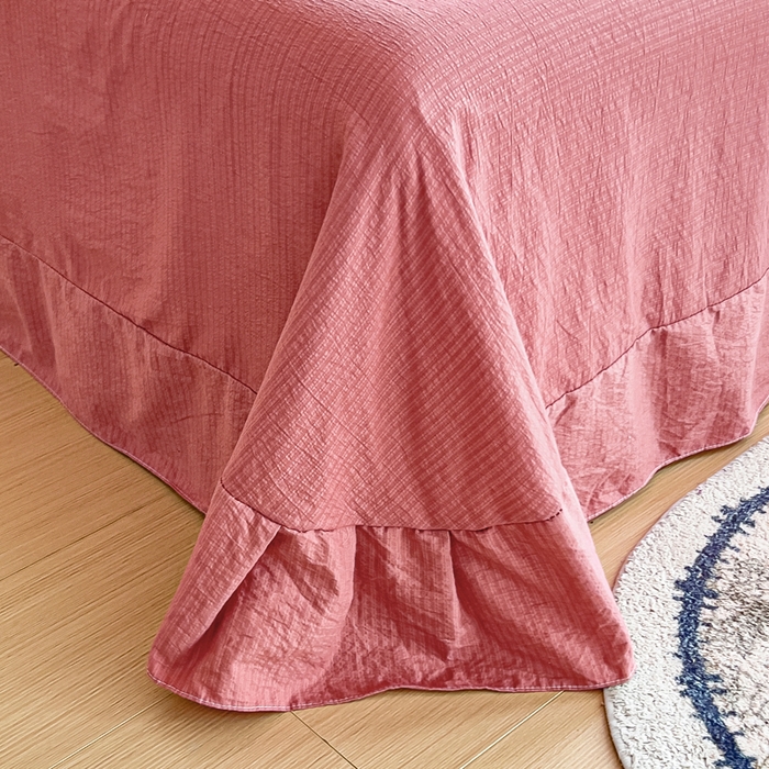 91家纺网 家纺一手货源 找家纺 找底底家纺 2026新款A类泡泡棉双层纱四件套花边夏被四件套 小确幸