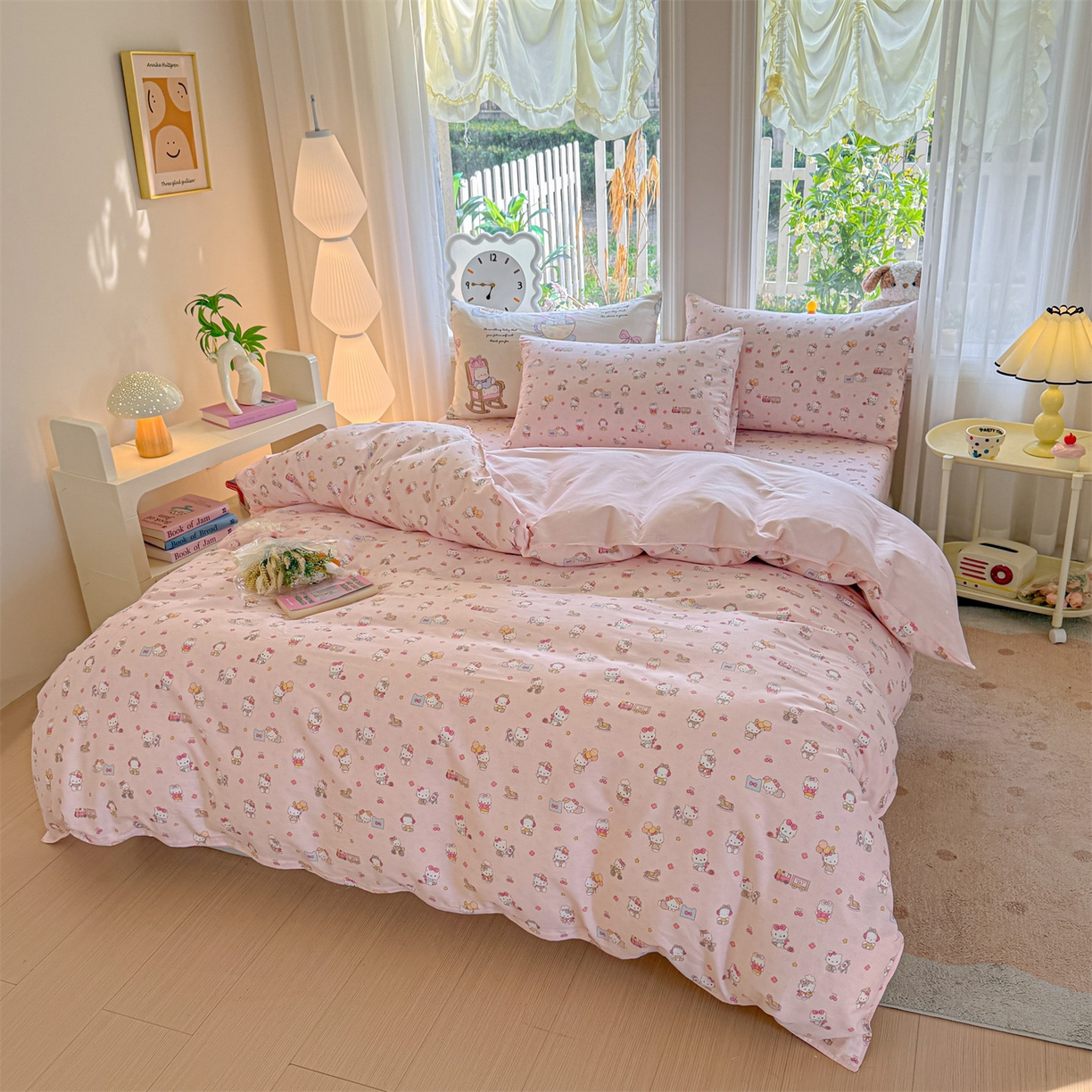 91家纺网 家纺一手货源 找家纺 优眠坊 2026新款全棉印花小清新单品系列-四件套    学生三件套（预留缩水） 呆萌乐园-四件套