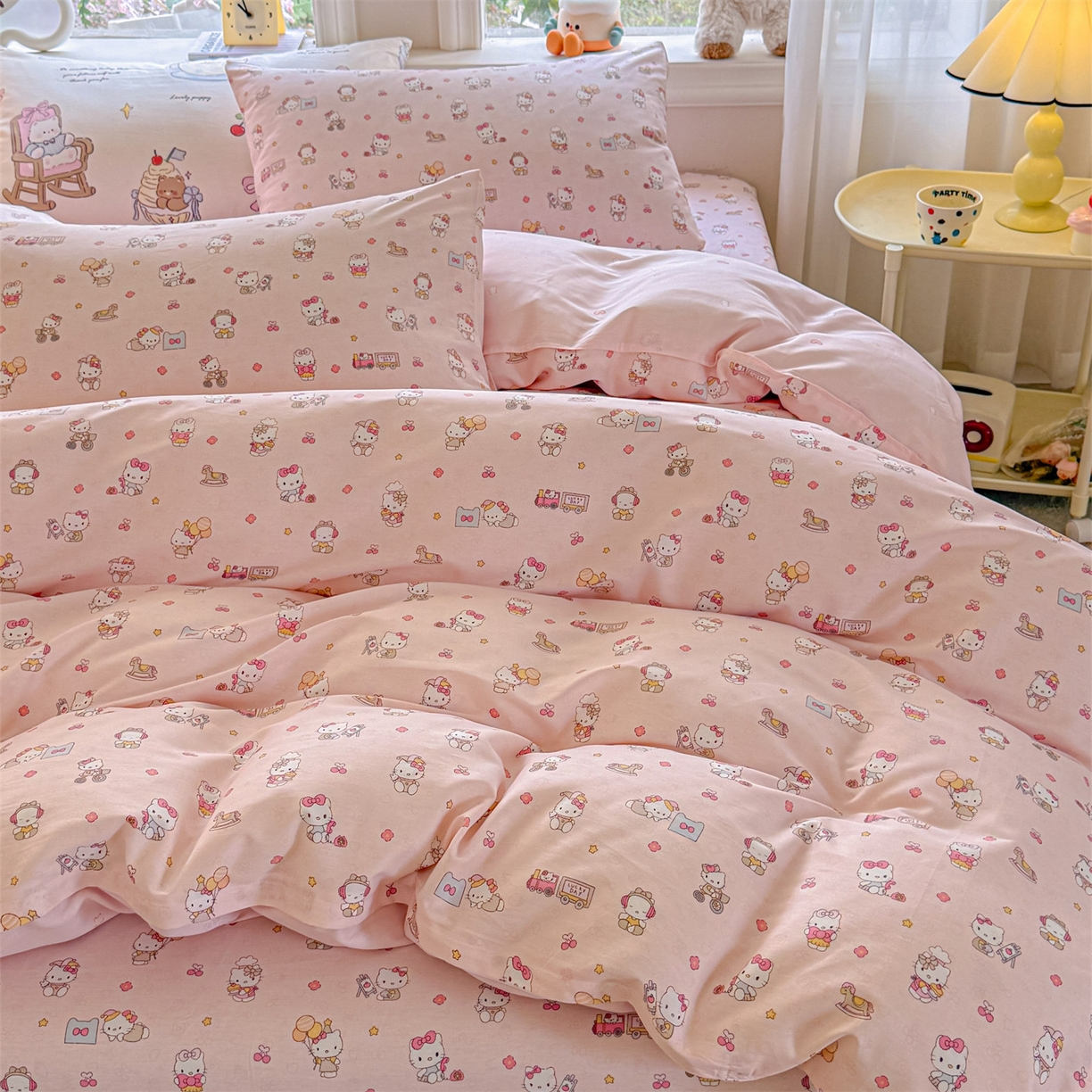 91家纺网 家纺一手货源 找家纺 优眠坊 2026新款全棉印花小清新单品系列-四件套    学生三件套（预留缩水） 呆萌乐园-四件套