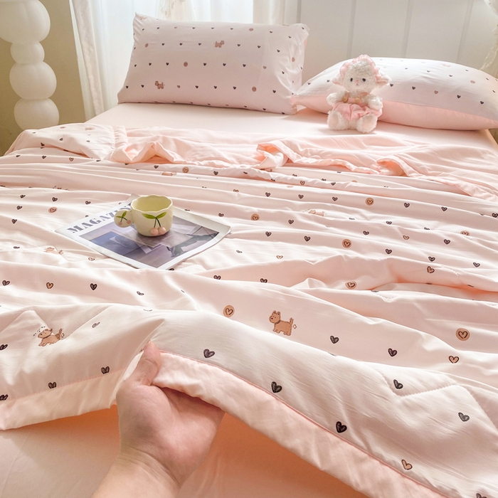 欧雅搁家纺 2026新款凉感丝滑小冰被夏被夏凉被空调被 爱心萌犬